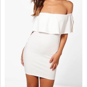 Off the Shoulder White Mini Dress